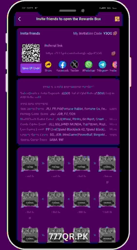 777QR Game Invite Referrals